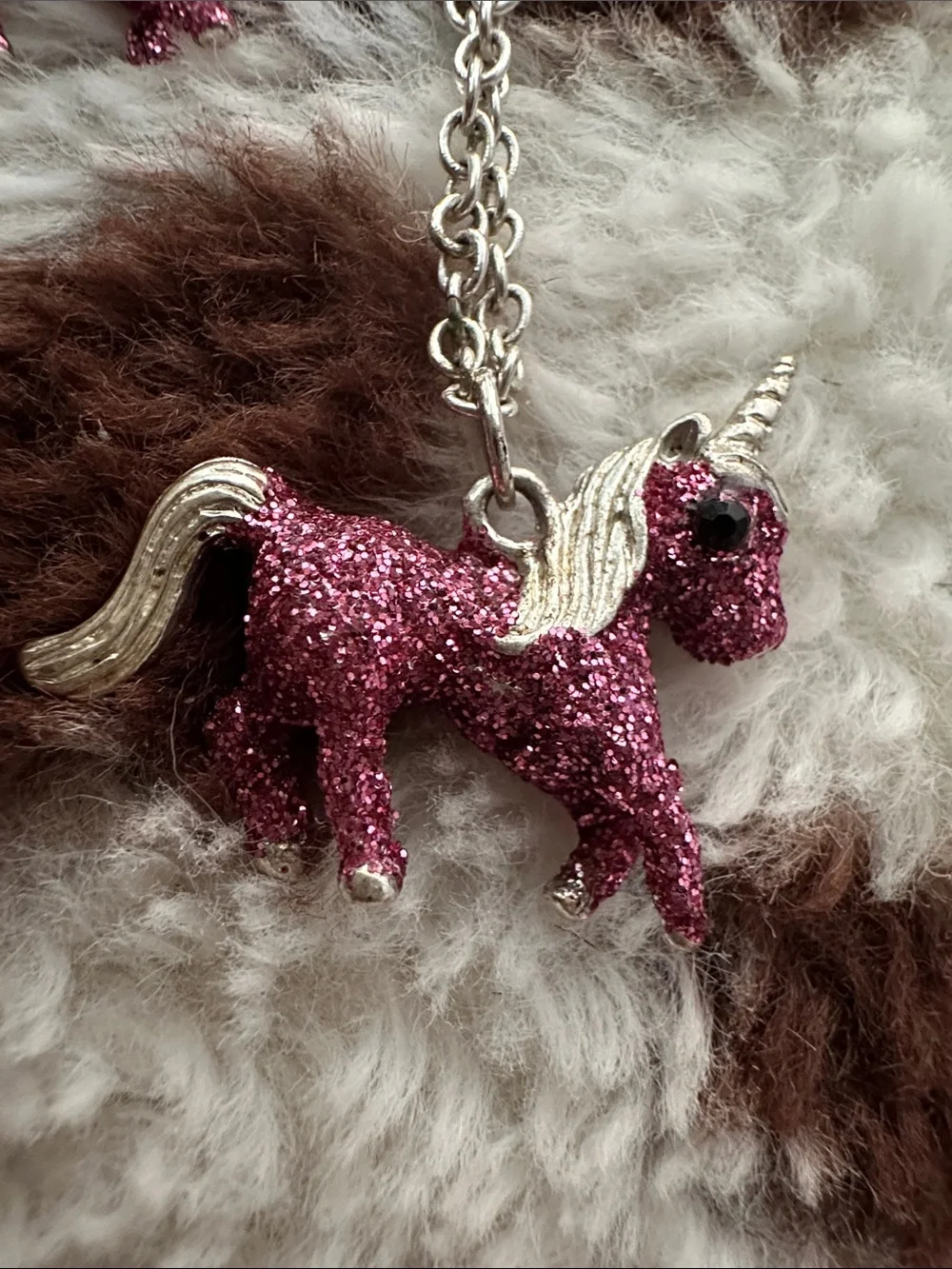 Sparkle Unicorn Necklace & Earrings Set - Pink Glitter